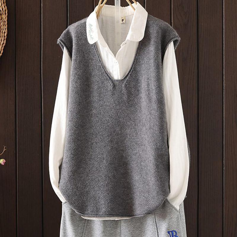 Vest for Women Cotton Summer Outerwear Tops Knitted Sleeveless Sweater Oversize Casual V-neck Vest