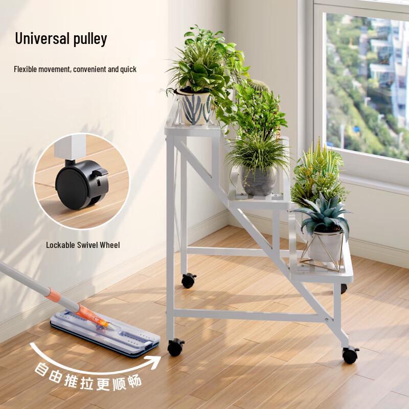 Ladder-Style Movable Metal Plant Stand & Storage Rack