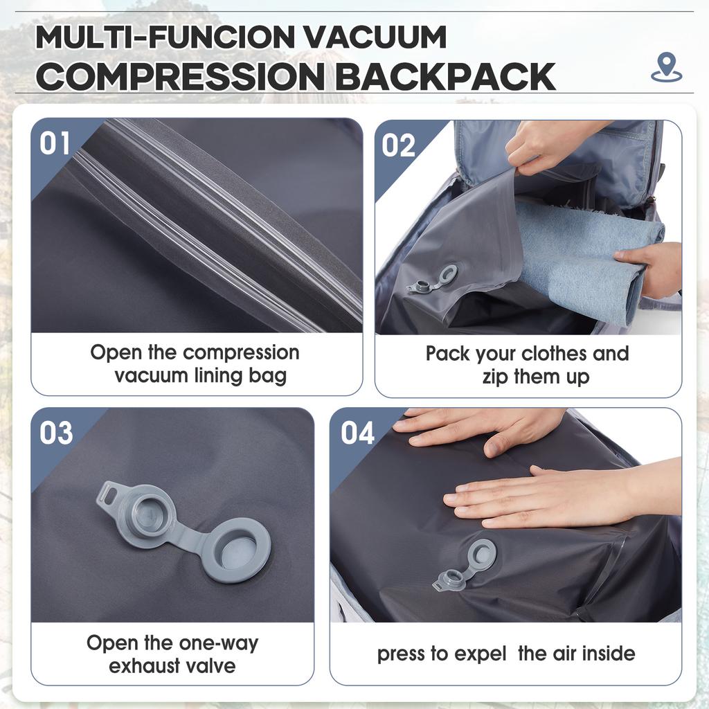 Travel Vacuum Storage Backpack Vacuum Seal Compression Space Saver Bags Clothing Vacpack Airback Carry On  Laptop Work Backpacks