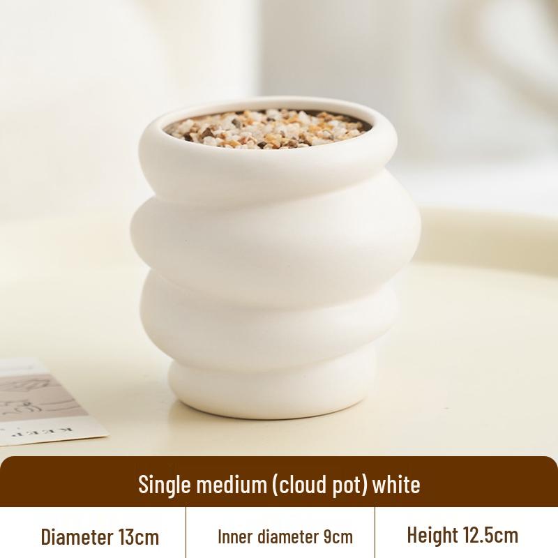 Nordic Style Cream Ceramic Succulent Pot for Phalaenopsis and Green Plants