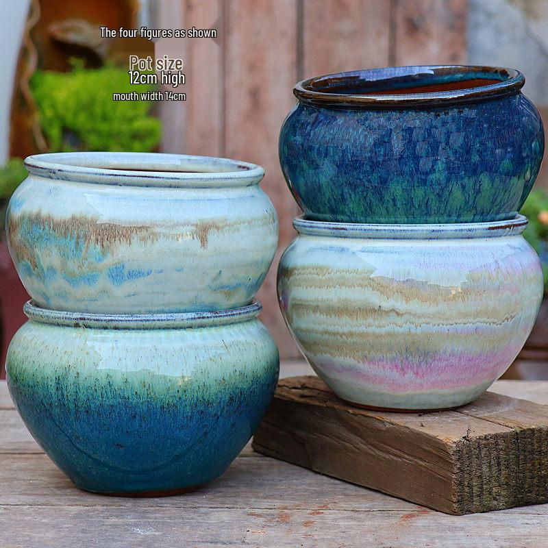 Large Retro Square Ceramic Succulent and Orchid Pot