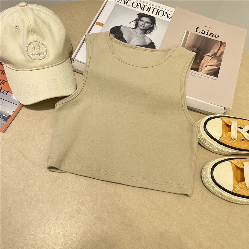 

Женский кроп-топ с высокой талией - Весенне-летний без рукавов, эластичный, облегающий, с круглым вырезом, футболка для горячей девушки L