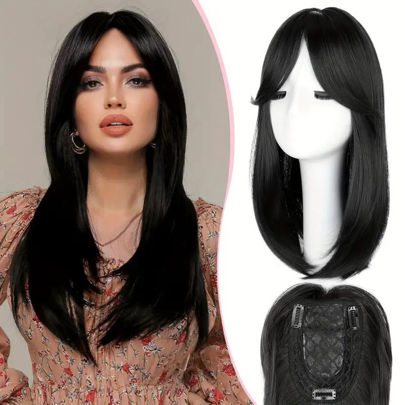 European American Wig Women With Eight Character Bangs Top Replacement Patch To Cover White Hair Lightweight Breathable