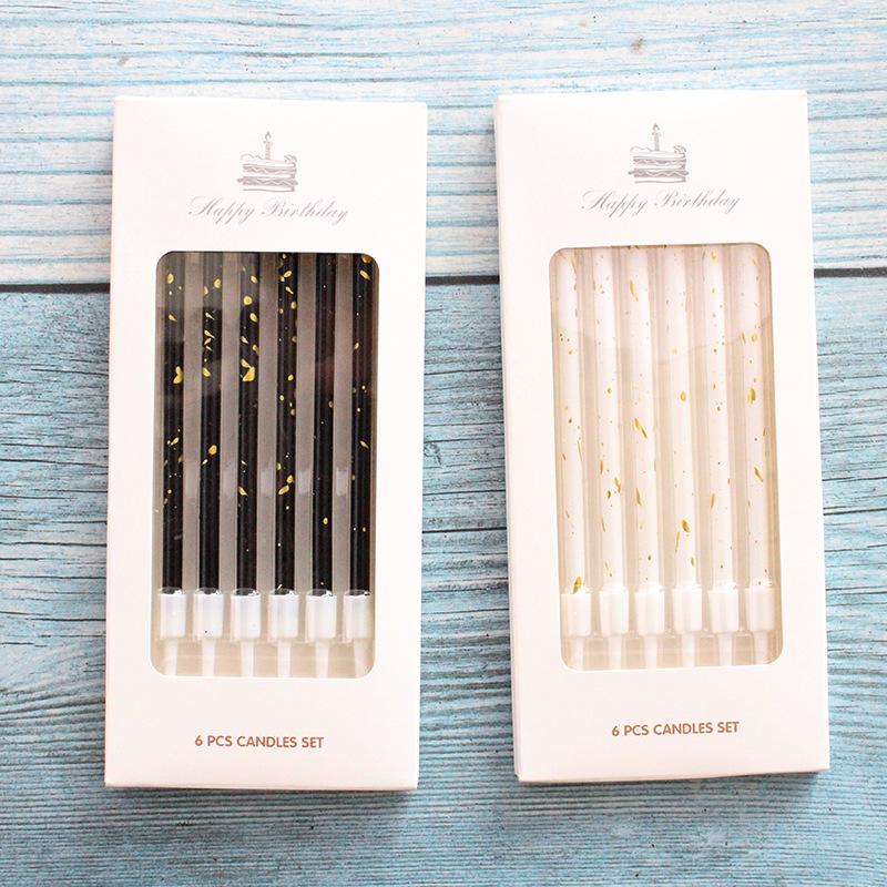 New Black Gold Platinum A8 Pencil Candles, Creative Party Long Pole Baking Decorative Box Candles