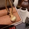 Ancient Gold Chiseled Good Thing Peanut Pumpkin Pendant Necklace, New Chinese Style, Carrot Money Bag Zircon Neck Chain