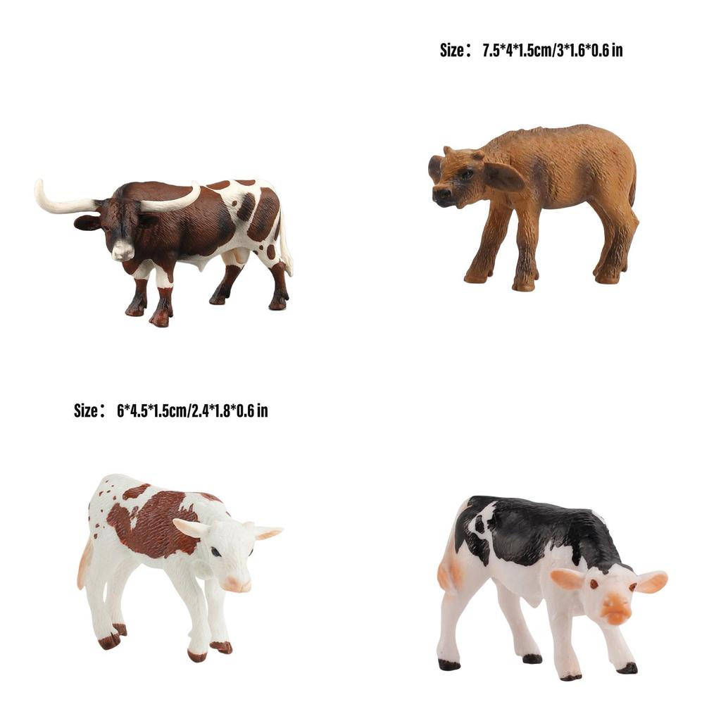 Educational Toy Animal Model Simulation Farm Animal Figures Kid's Gift Plastic Material Cow Category 14x8cm Size