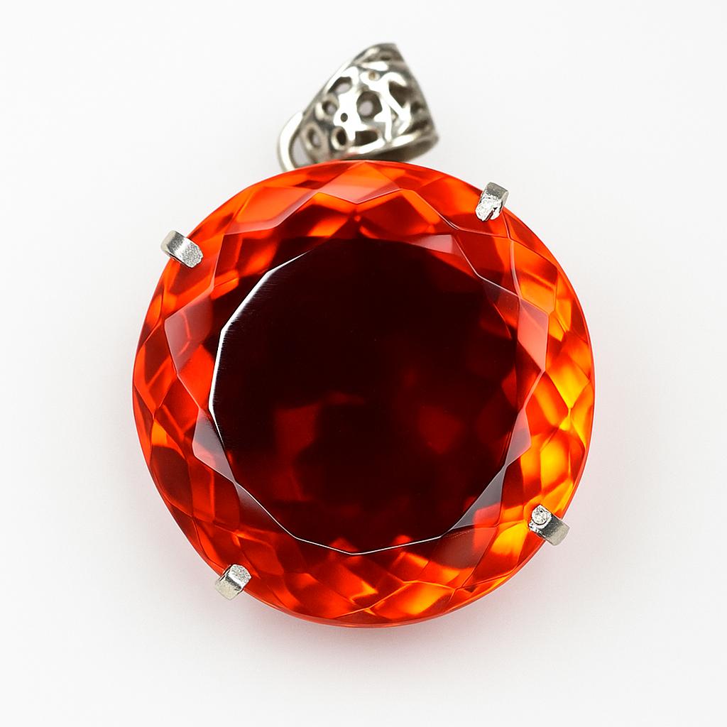 140 Ct Natural Red Topaz 925 CERTIFIED Sterling Silver Beautiful Round Pendant AI-55-NS