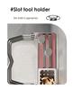 Wall-Mounted Multi-Functional Storage Rack: Cutting Board, Lid, Knife, Spoon, Chopstick Holder - No-Drill Installation.