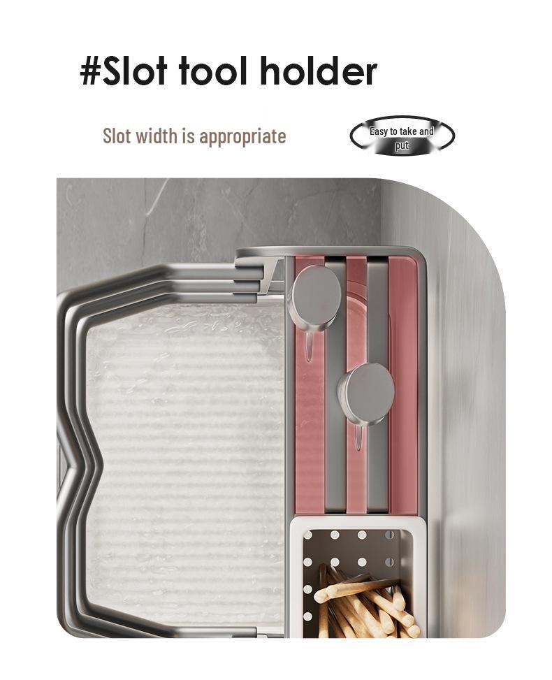 Wall-Mounted Multi-Functional Storage Rack: Cutting Board, Lid, Knife, Spoon, Chopstick Holder - No-Drill Installation.
