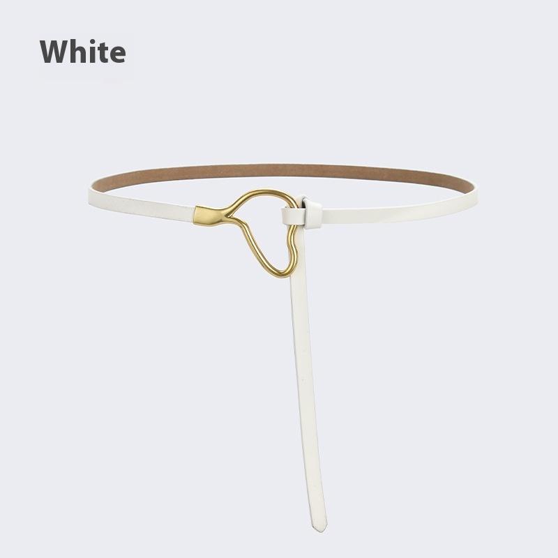 Curea de piele pentru femei cu decorațiune înnodată cu cămașă de rochie, simplă și versatilă, piele de vacă pură, curea subțire