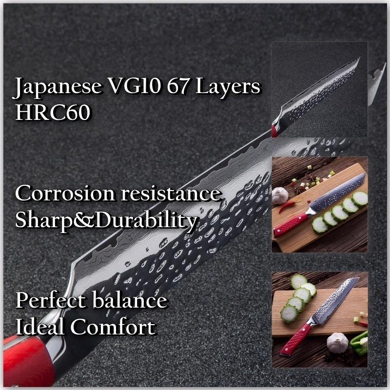 8.5 Inch Damascus Chef Knife Japanese Damascus Stainless Vg10 Steel Kitchen Kiritsuke Knife Cooking