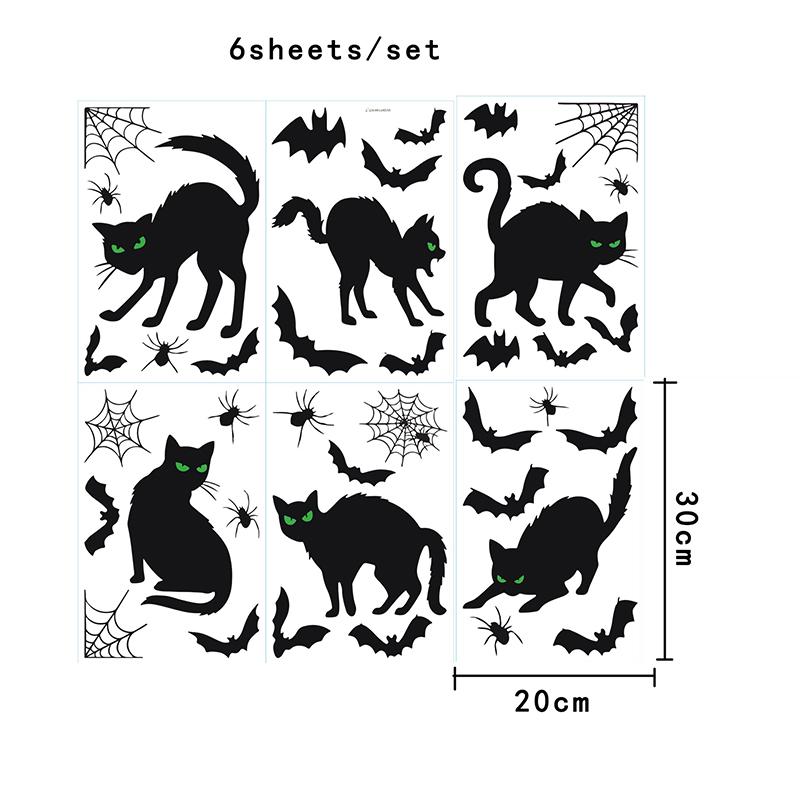 

Halloween Black Cat Window Sticker Haunted House Bat Spider Web Removable Scary Decal Window Sticker Halloween Decor Home