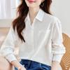 New Spring Pure Cotton Shirt with Chic Solid Color Shirt for Women