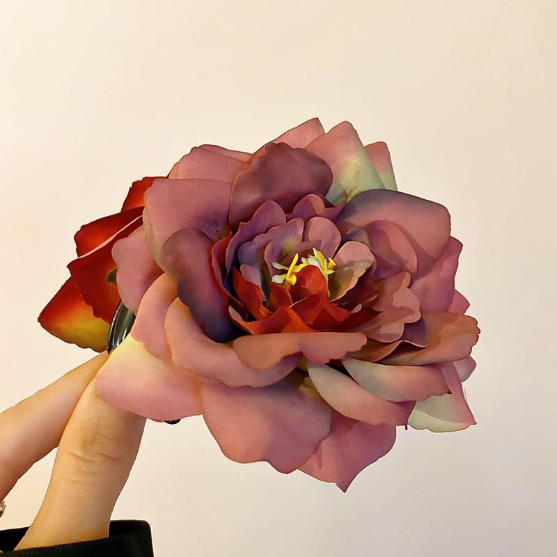 Internet Celebrities with the Same Fabric Flower Hairpin Holiday Wind Sweet Back Head Grab Clip Fashion Niche High-end Hair Accessories Women