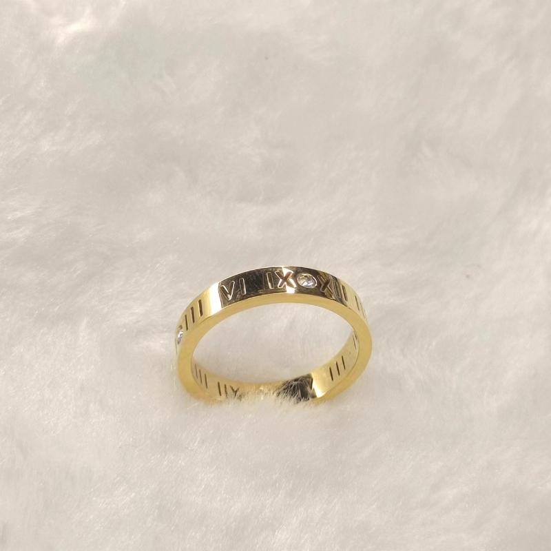 Titanium Steel Roman Numerals Diamond-encrusted Ring Non-fading Personalized Ring Men's and Women's Rings Couple's Rings