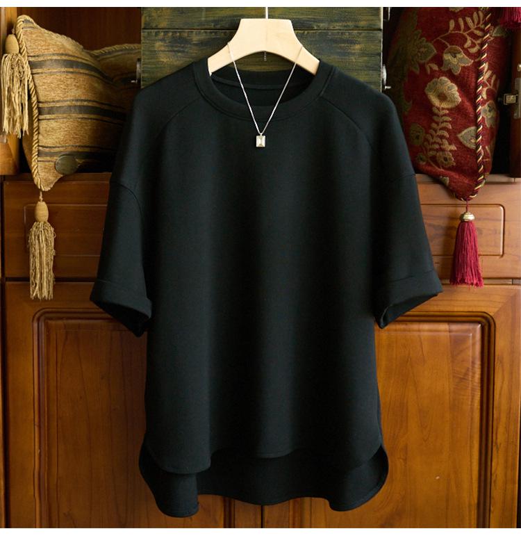 

Женская футболка свободного кроя с коротким рукавом и вышивкой Large чёрный