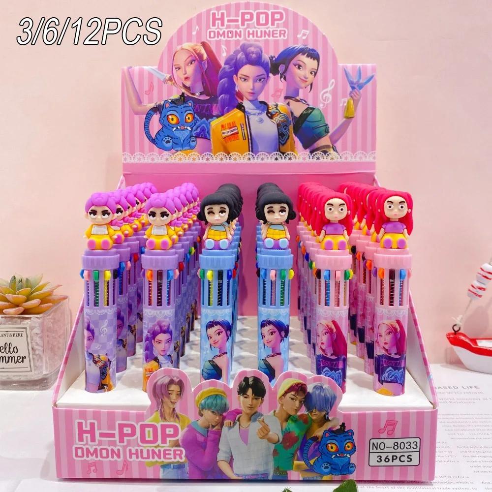 1/3/12 Stück 10 Farben Kpop Dämonenjäger Kugelschreiber Rumi Zoey Stift für Schüler Klassenzimmer Schulbedarf Party-Mitgebsel Geschenke #@