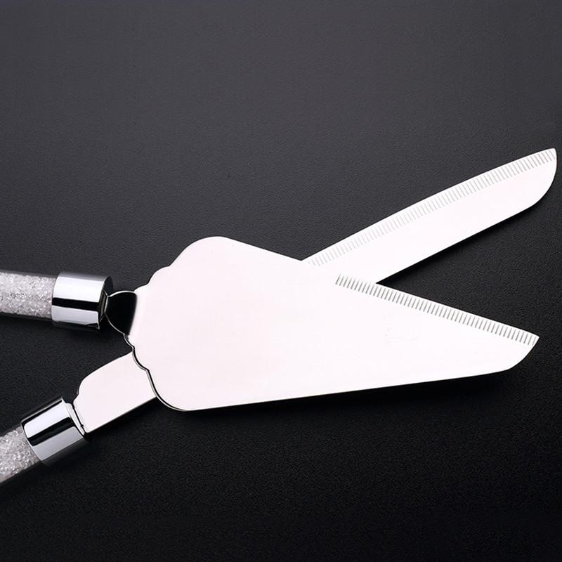 2pcs Wedding Cake Server Set Knife Pizza Shovel Tools Birthday Crystalline Party Gift Stainless Steel Elegant Pizza Dessert Tool