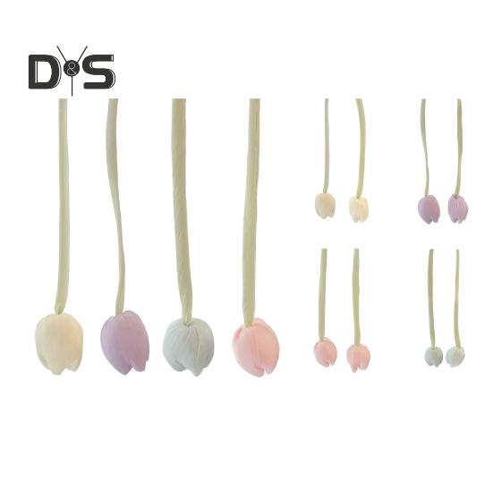 Stužkový popruh s tulipánovými poupaty, látkový, s tulipánovými poupaty, vlasový doplněk, ručně vyrobený, tulipánová spona na závěsy pro DIY projekty, domácí dekorace