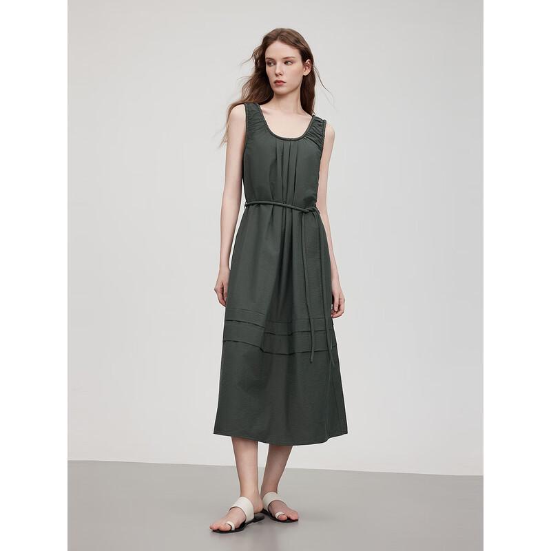 

ELLE Women s Dark Green Casual A-Line Camisole Dress M