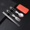 Camping Cutlery Travel Cutlery Set Stainless Portable Utensils Include Spoon Chopsticks & Fork for Hiking and Camping