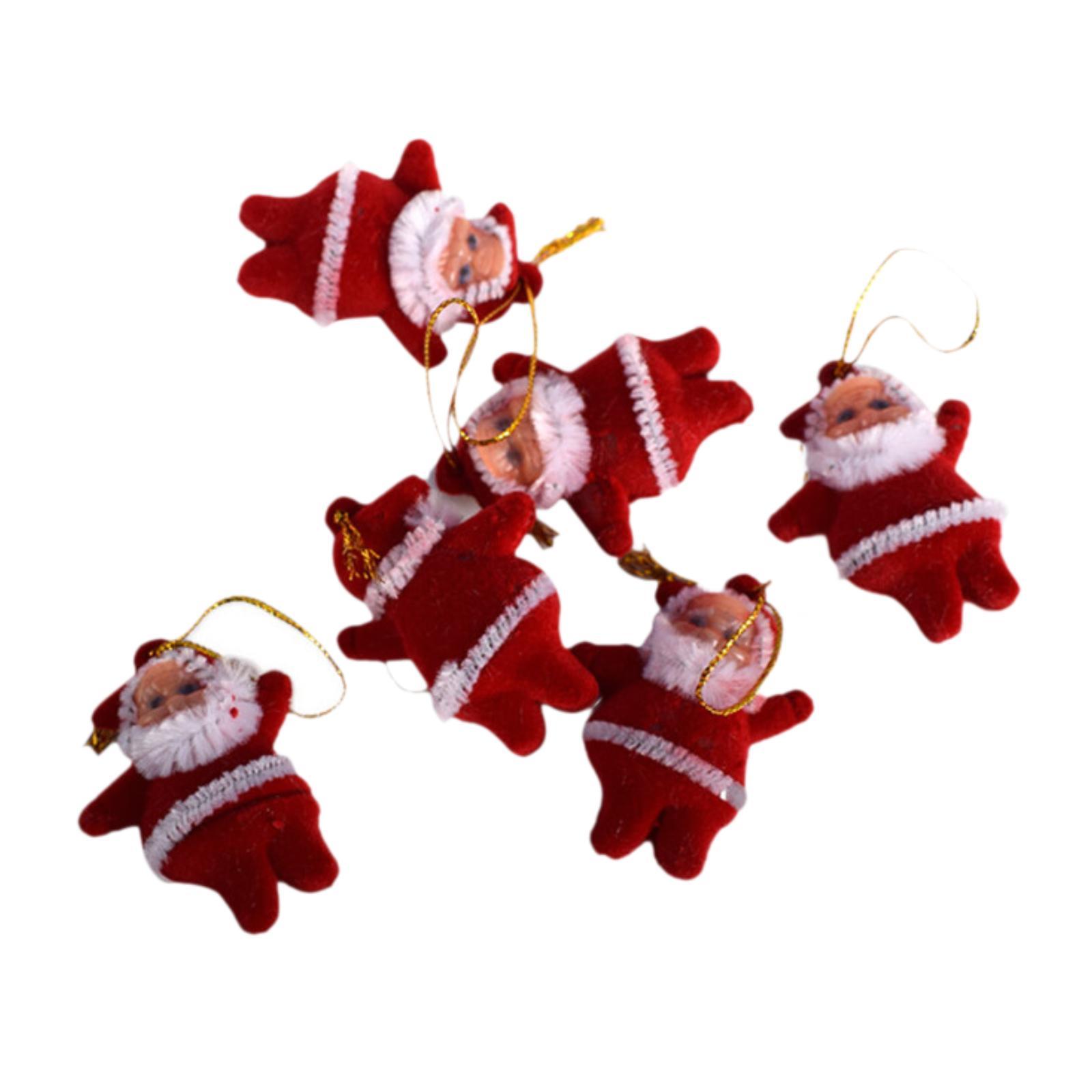 

6x Mini Santa Christmas Ornaments Xmas Hanging Ornaments Festival Decoration Mini Santa Claus Pendant for Wedding Anniversary красный