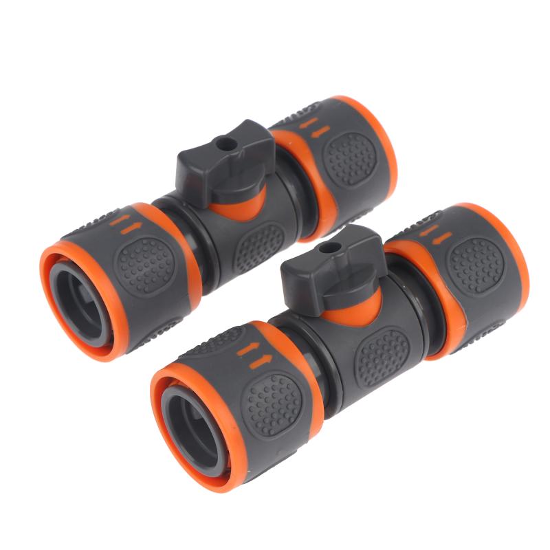 1PC Universal Garden Hose Adapter Double-End Quick Connect with Shutoff Valve Rust Resistant Fitting for Garden Watering Car Cleaning
