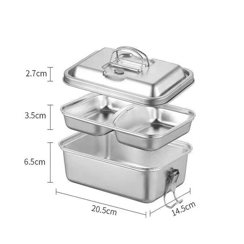 

Двухслойный ланч-бокс из нержавеющей стали 304 объемом 1,8 л для детей, герметичный, для микроволновой печи, контейнеры для хранения еды бенто для пикников