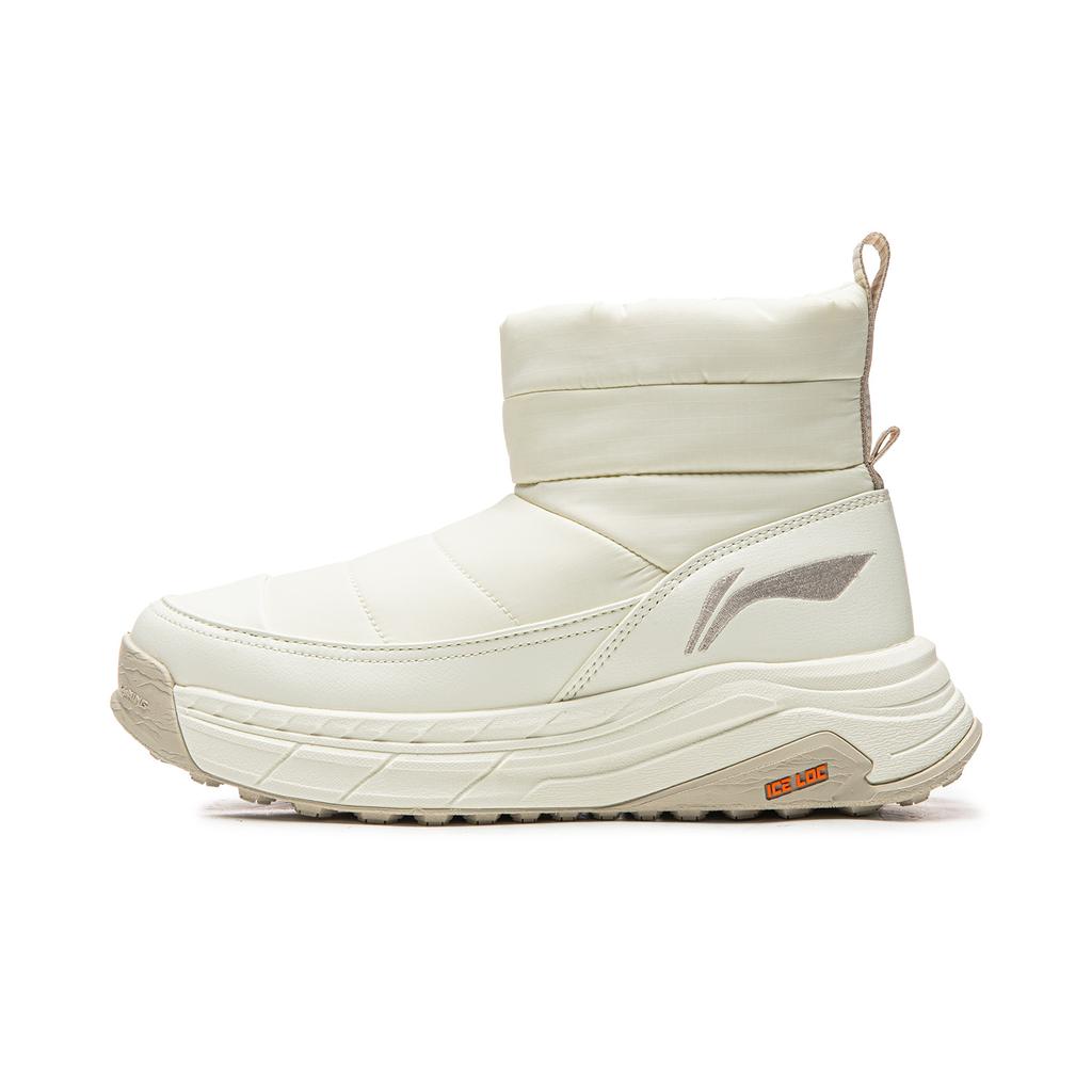 Li Ning Zhong Rong LITE Abrasion Resistant Cushioning Slip Resistant Short Snow Boots Women's Mother Of Pearl White AGLV286-1