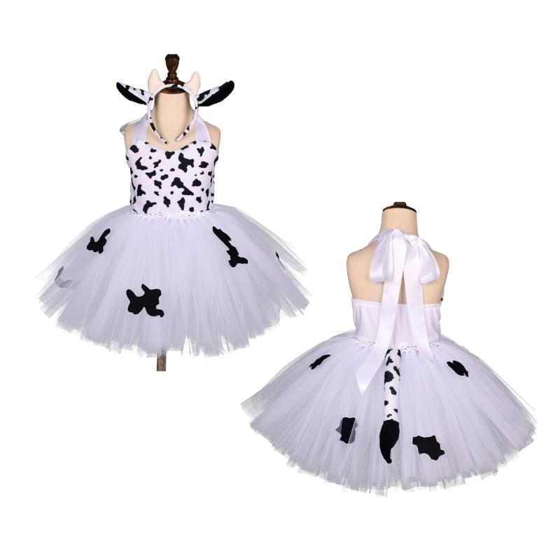 Mädchen Kuh Tutu Kleid Outfit Zoo Tier Kind Weihnachts Kostüme Kleinkind Baby Mädchen Aufführung Geburtstag Dschungel Party Kleid