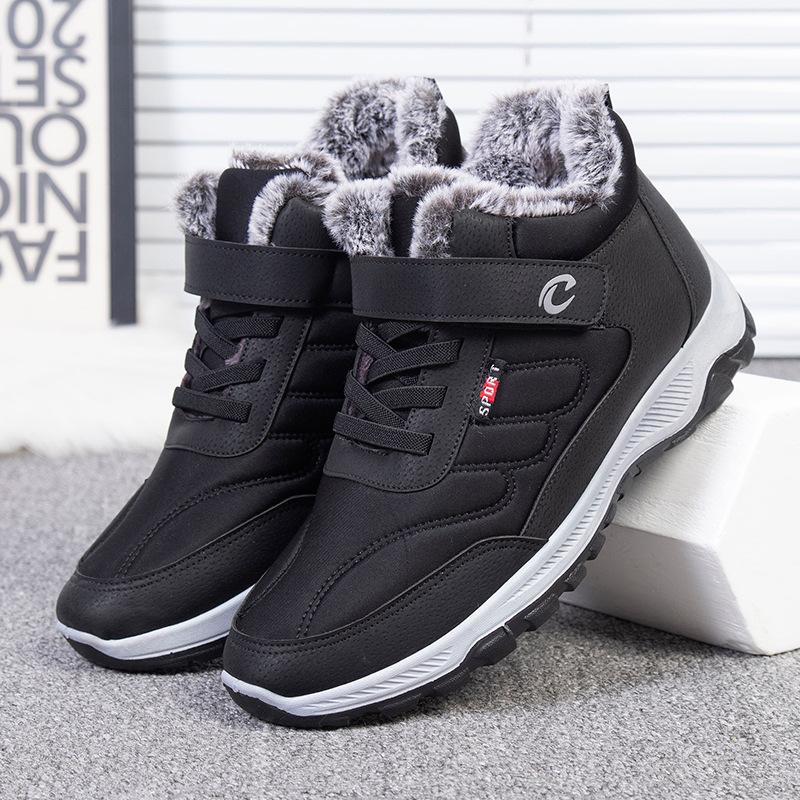New winter velvet thickened couple walking shoes men and women middle-aged father snow boots men's warm boots