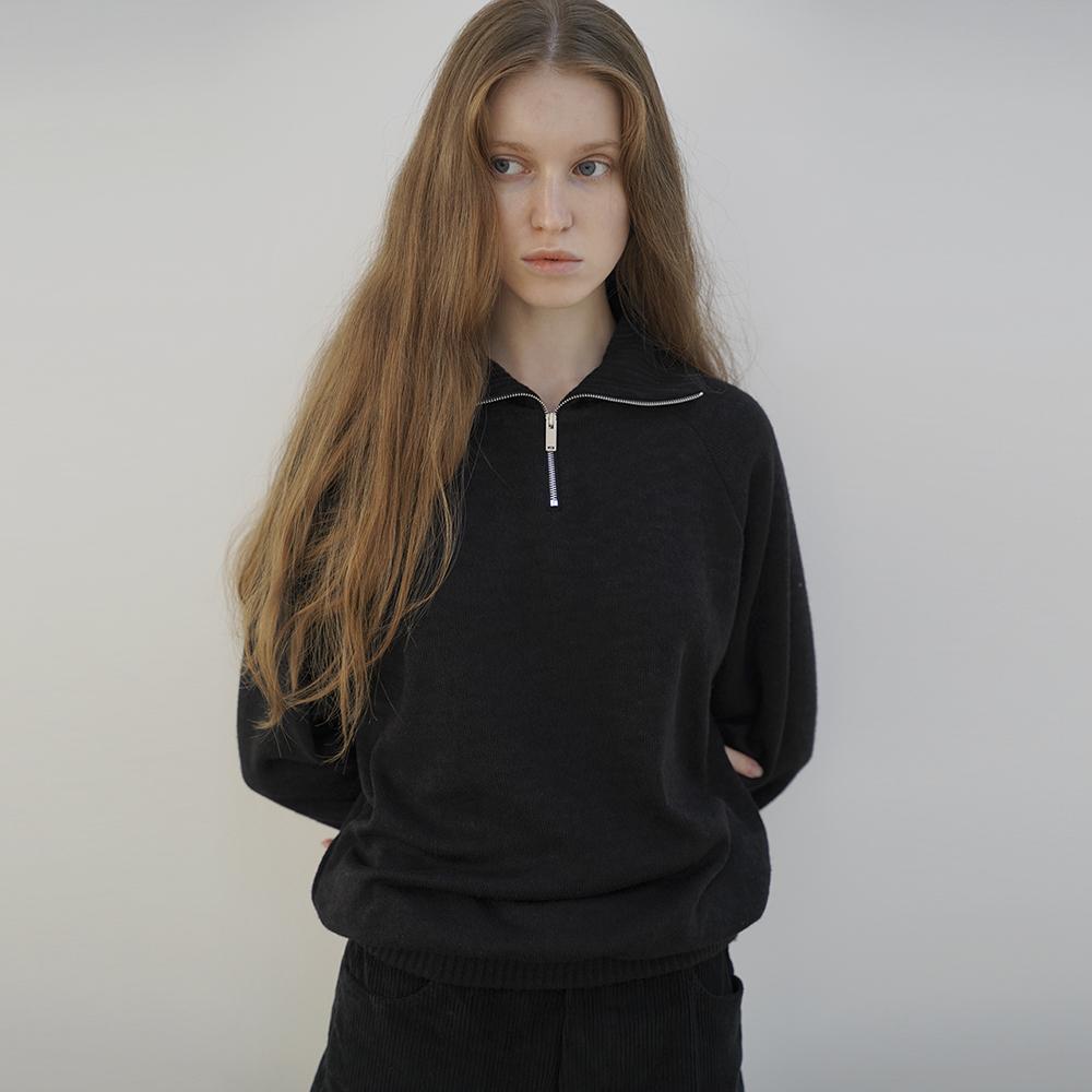 Raye Jenna Half Zip Up Collar Knit (Black) Free