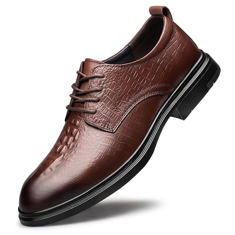 Men s Embossed Crocodile Pattern Leather Brogues - Formal & Casual Low-Top Shoes. 44 коричневый