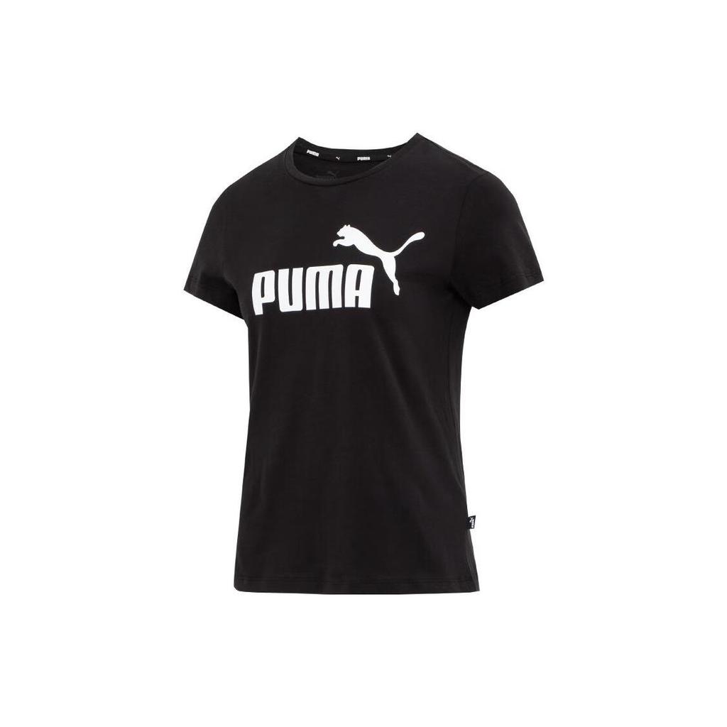 Puma American Retro Letter Logo Print Breathable Loose Casual Short Sleeve T-Shirt Women Tops Black 673655-01