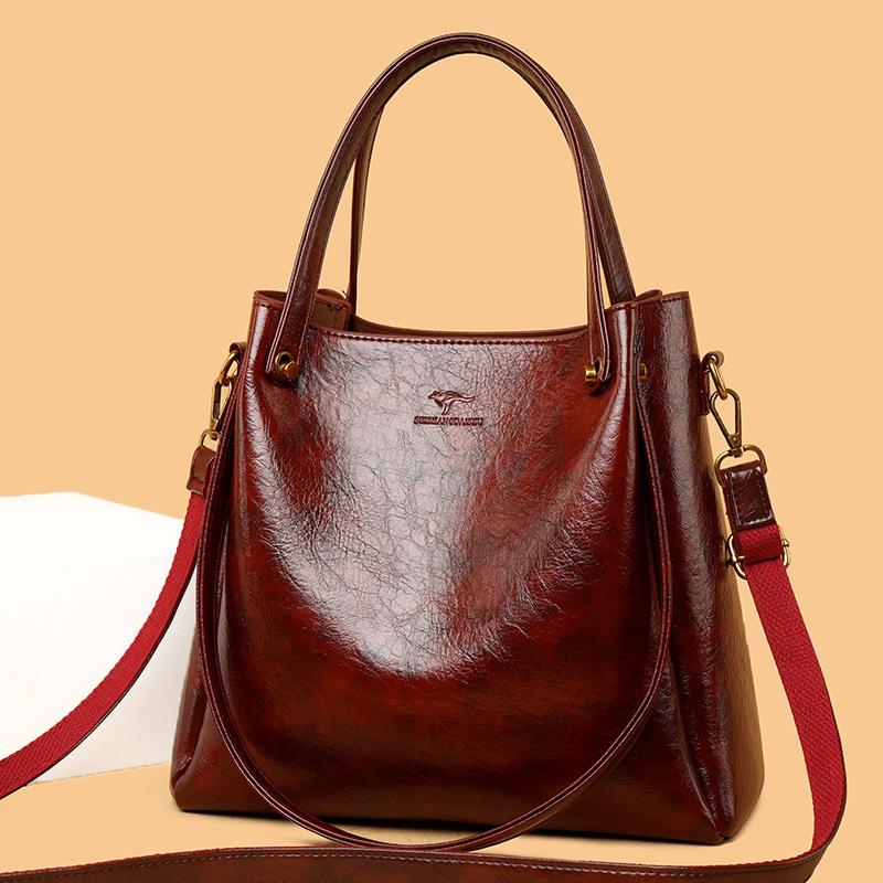 

Сумка женская большая вместительная сумка через плечо модная темпераментная элегантная сумка для среднего возраста простая сумка на плечо бордовый