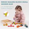 Montessori Toys Wooden Color Sorting Stacking Rings Toy Rainbow Peg Dolls Counting Toys Circular Building Blocks for Toddlers
