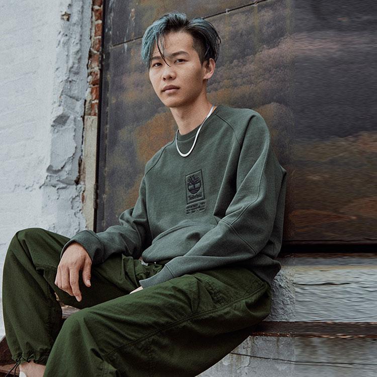 Timberland Αθλητικά παντελόνια εξωτερικού χώρου με φαρδιά μπατζάκια και κορδόνι για άνδρες, πράσινο A22G1-U31