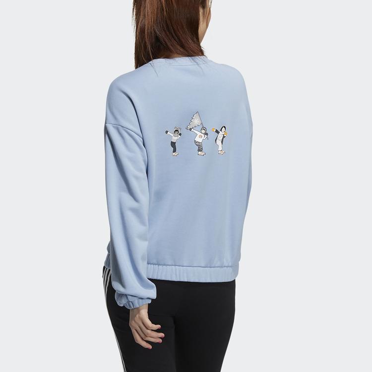 Adidas Neo Wp Sw Ice Skating Pattern Printed Crewneck Sweatshirt Women Sweatshirt Sky-Blue HG9021