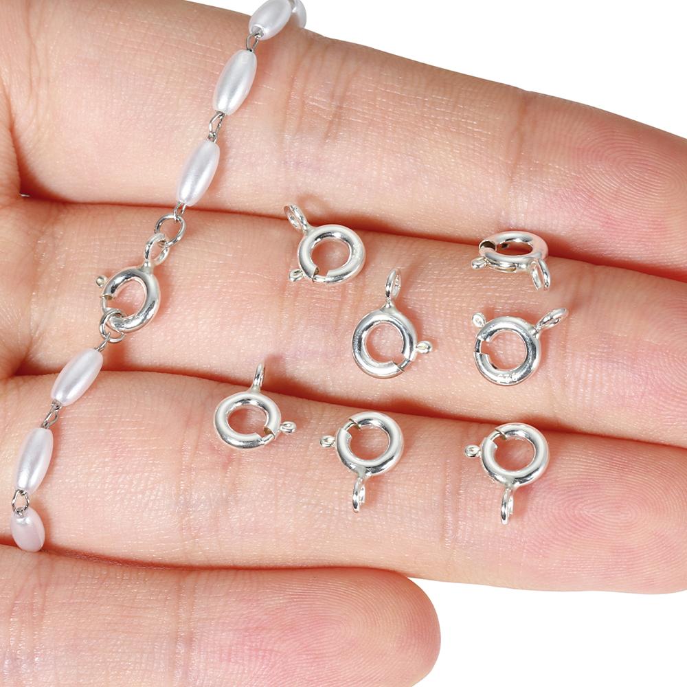 4pcs 925 Silver Spring Ring Clasp with Open Jump Ring Clasps for Bracelet Necklace Chain Connector Jewelry Making Components