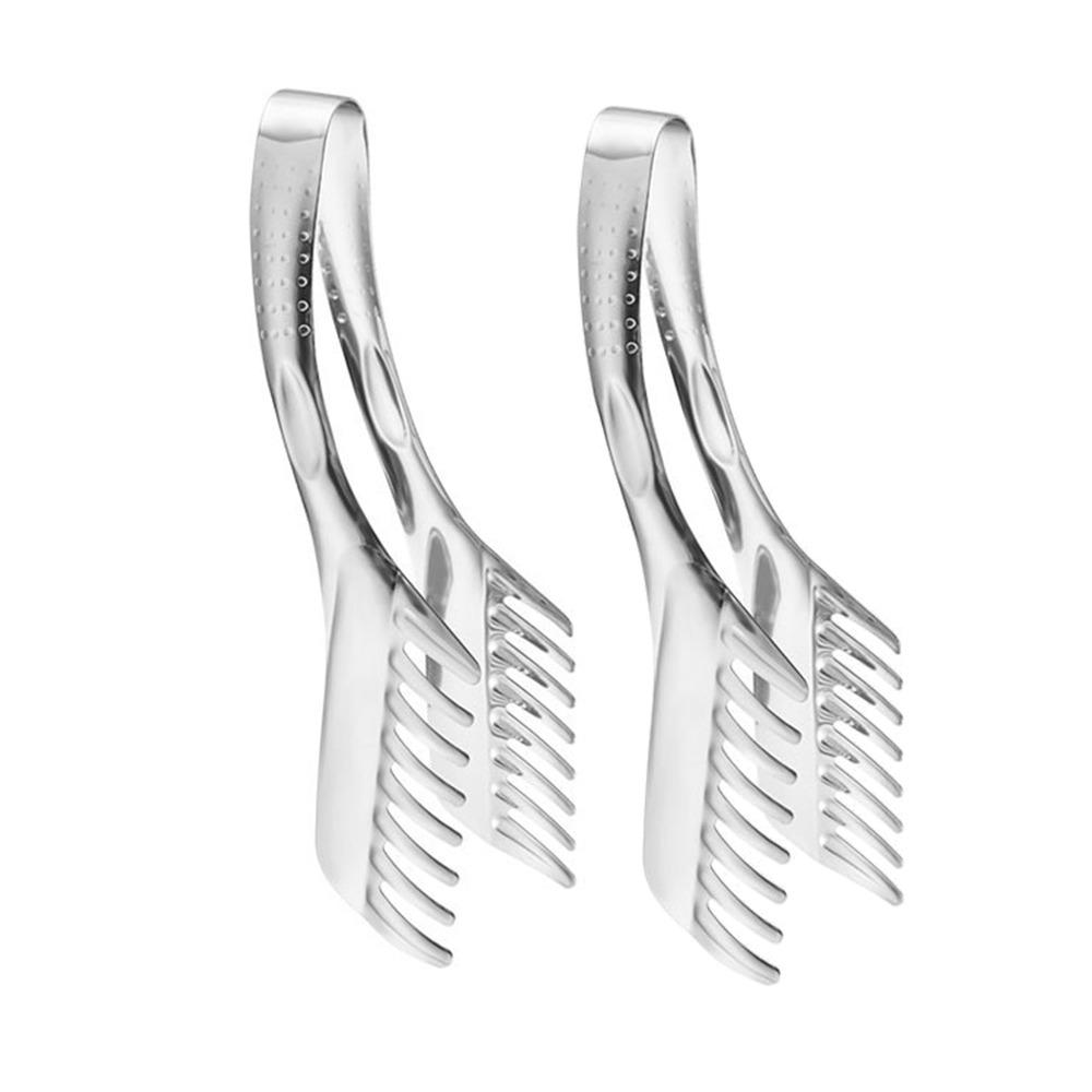 

2 шт. Кухонные щипцы для спагетти в форме расчески, удобный захват, утолщенные щипцы для стейка, термостойкие, удобные серебряный