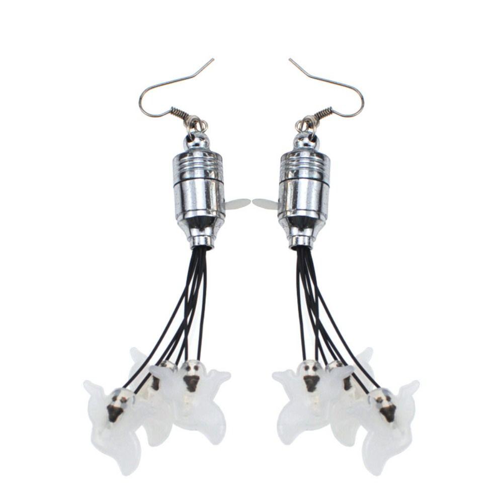 Luminous Halloween Pendant Pumpkin Dangle Ear Clips LED Skull Earrings Electric Black Cat Glowing Dangle Earrings