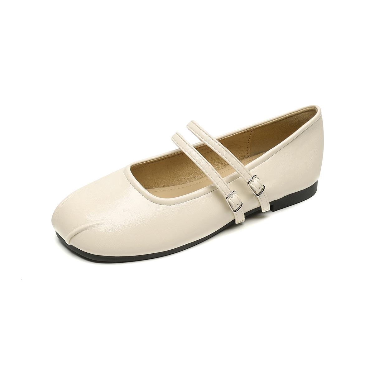 

Weiwei Girl 683-2 Французские туфли Мэри Джейн Ремешок на одно слово 2025 Новые туфли с легким верхом и мягкой подошвой для женщин 35 абрикосовый