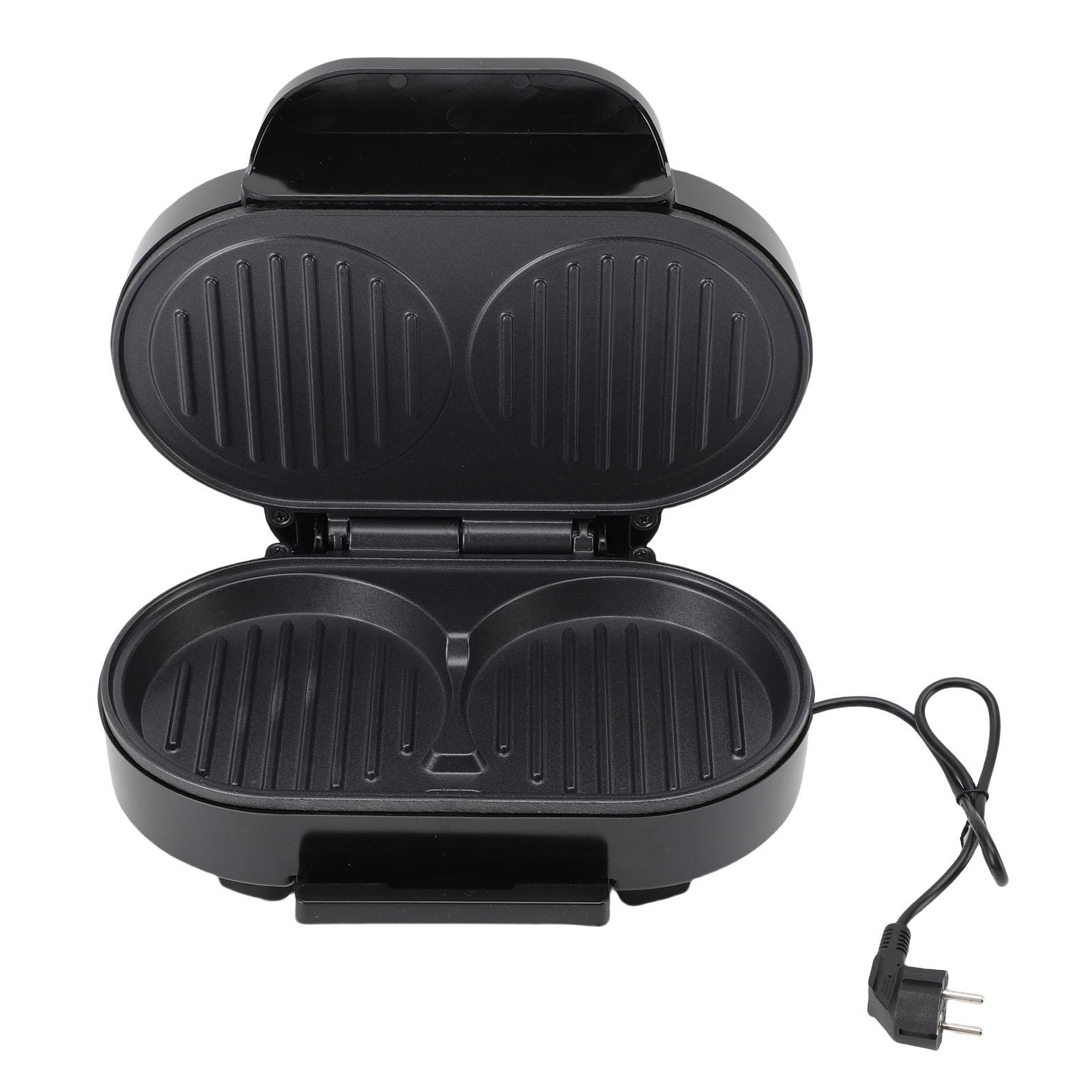 

Двойная сэндвичница для завтрака, быстрое приготовление яиц, гамбургер, антипригарное покрытие, машина для домашнего использования, серебристо-черного цвета 220V EU Plug