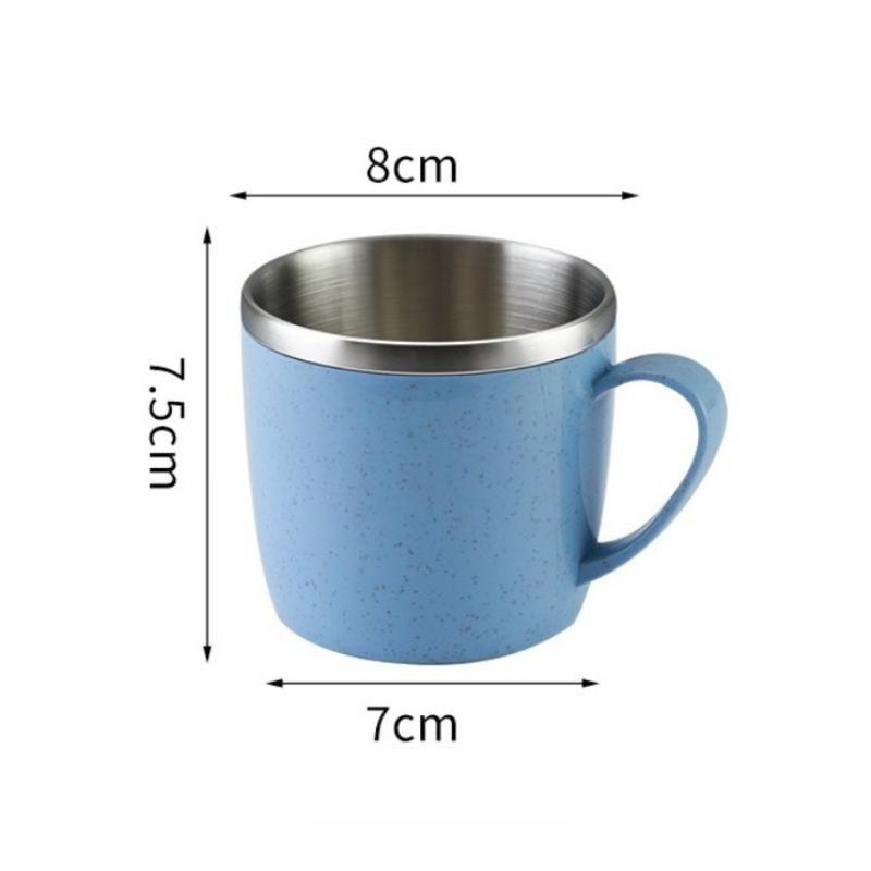Stainless Steel Wheat Straw Element Cup Portable Double Wall Heat-insulating Coffee Tumbler Household Anti-scalding Drinking Mug