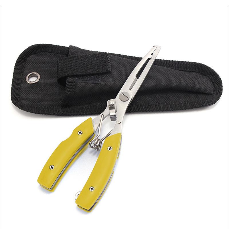 

Плоскогубцы Luia из нержавеющей стали со складным ножом-разъединителем, плоскогубцы для рыбьего рта, рыболовные ножницы, плоскогубцы с открытым кольцом, гребная веревка, инструмент для рыбалки на каяке, кемпинга 1pcs with cover жёлтый