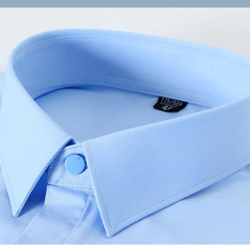 Men's Business Shirt Large Size Solid Color Overalls Long Sleeve Shirt