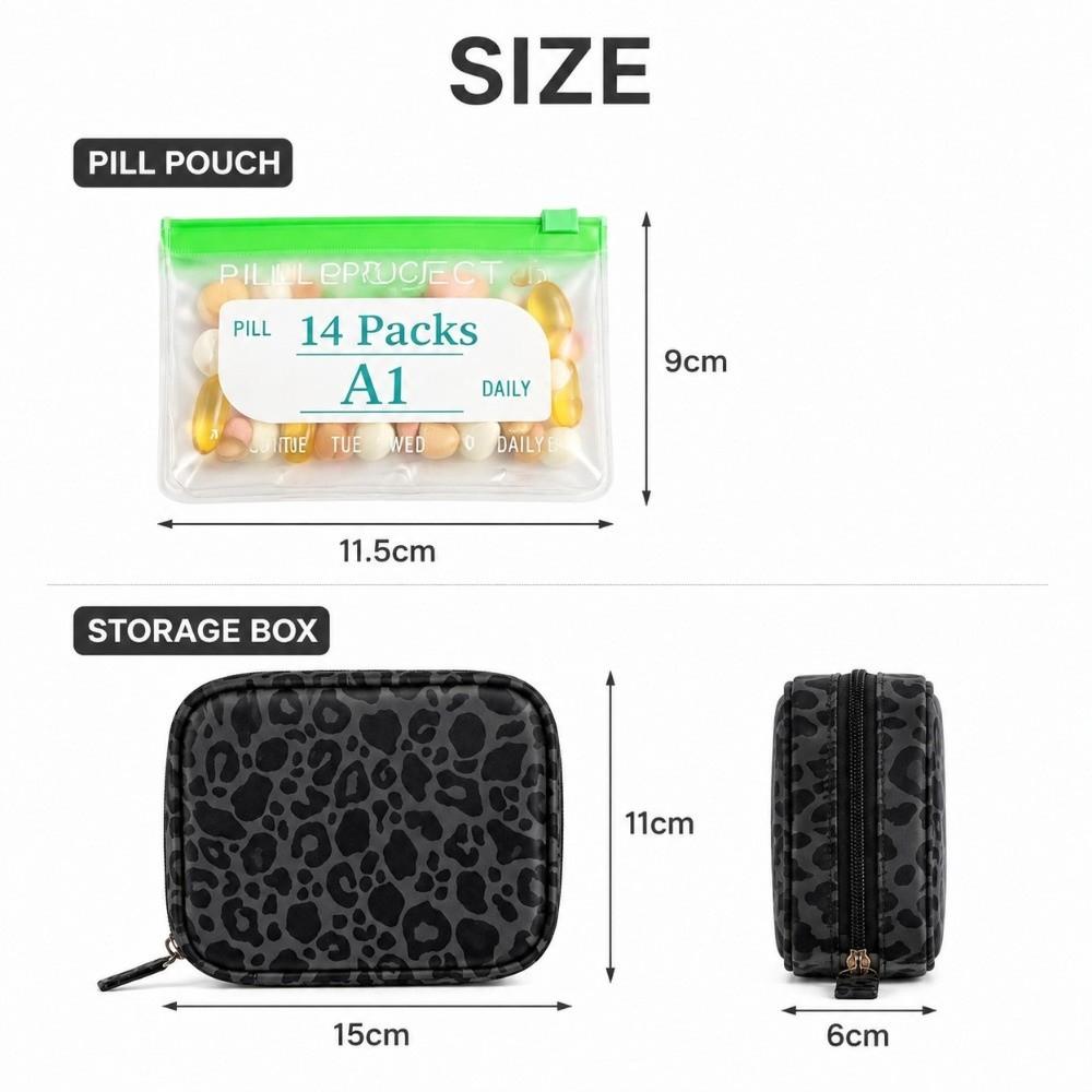 with14 Zippered Pouches Pill Pouch Organizer BPA-Free Medicine Case Daily Travel