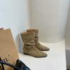Mid-tube Western Cowboy Stacking Boots Women's Summer Thin Spring and Autumn Single Boots Suede Pointed Short Tube Skinny Leg Knight Short Boots