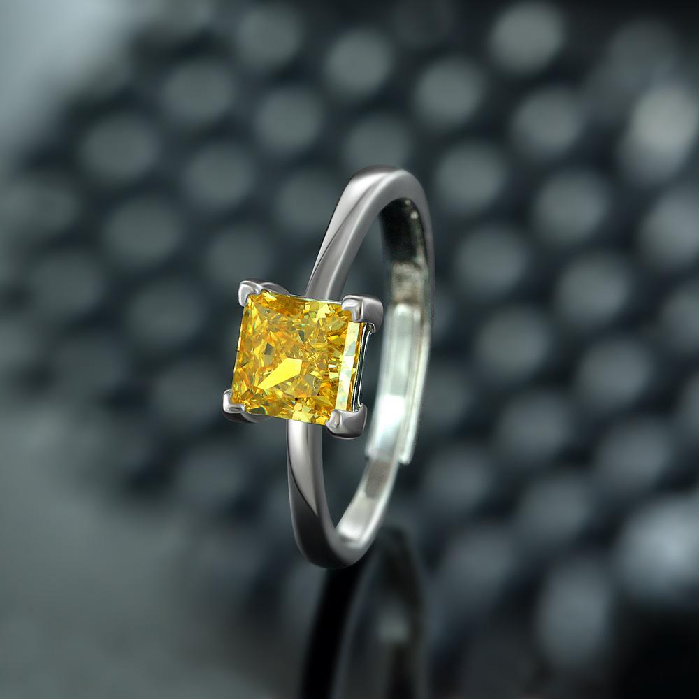 Tancise Schmuck Schliffring 925 Silber Eingelegter Quadratischer 6 * 6 Diamant Rosa Ring