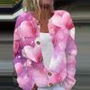 Women's Fashion Valentine's Day Heart Printed Long Sleeve Knitted Cardigan Button Jacket